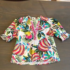Maude Vivante Island Puff Sleeve Tropical Print